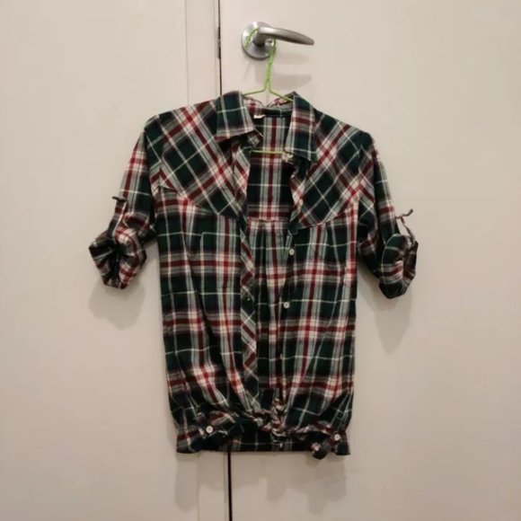 Green Plaid Long Shirt - Picture 1 of 4
